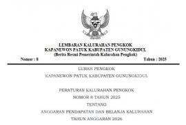 Lembar Kalurahan APBKaL tahun 2026 Kalurahan Pengkok